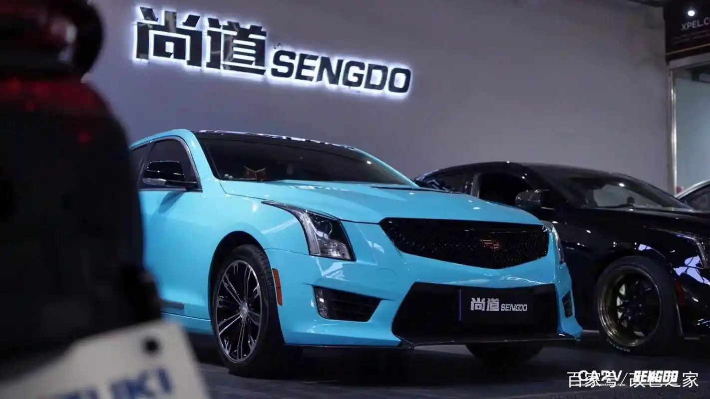 凯迪拉克atsl 卡孚改色膜pet水晶天空蓝