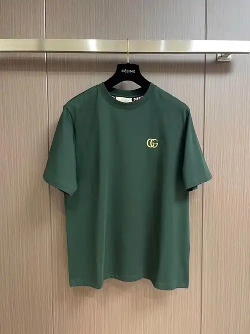 gucci古驰高仿双g金线刺绣 logo 标情侣款短袖全新标语系列t恤