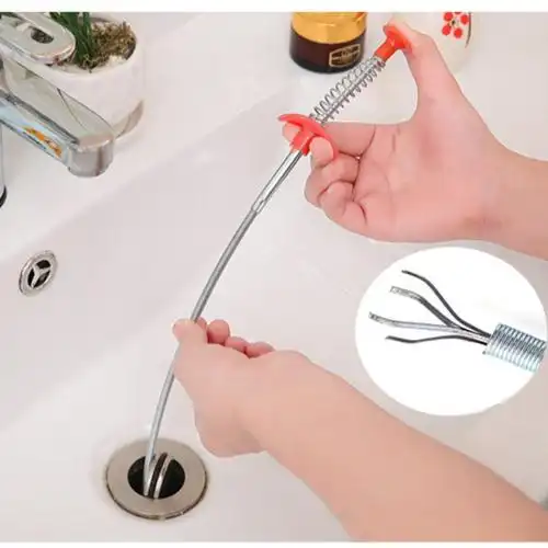 下水道手动管道疏通器带疏通弯曲不锈钢垃圾管道疏通器