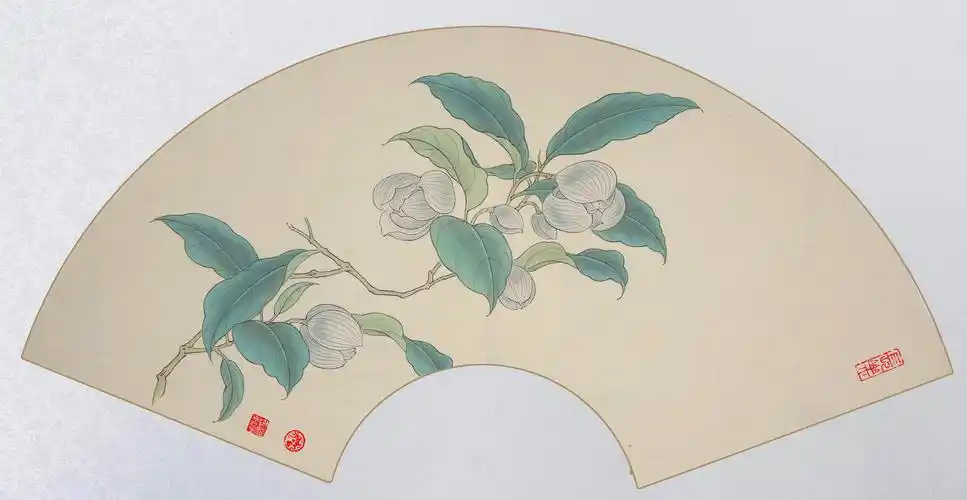 陈鹏刚工笔花鸟扇面(1)