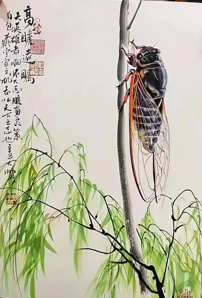 陈大鹏老师的蝉画绝了.智者智慧,了者觉悟.#国画艺术 #名家 - 抖音
