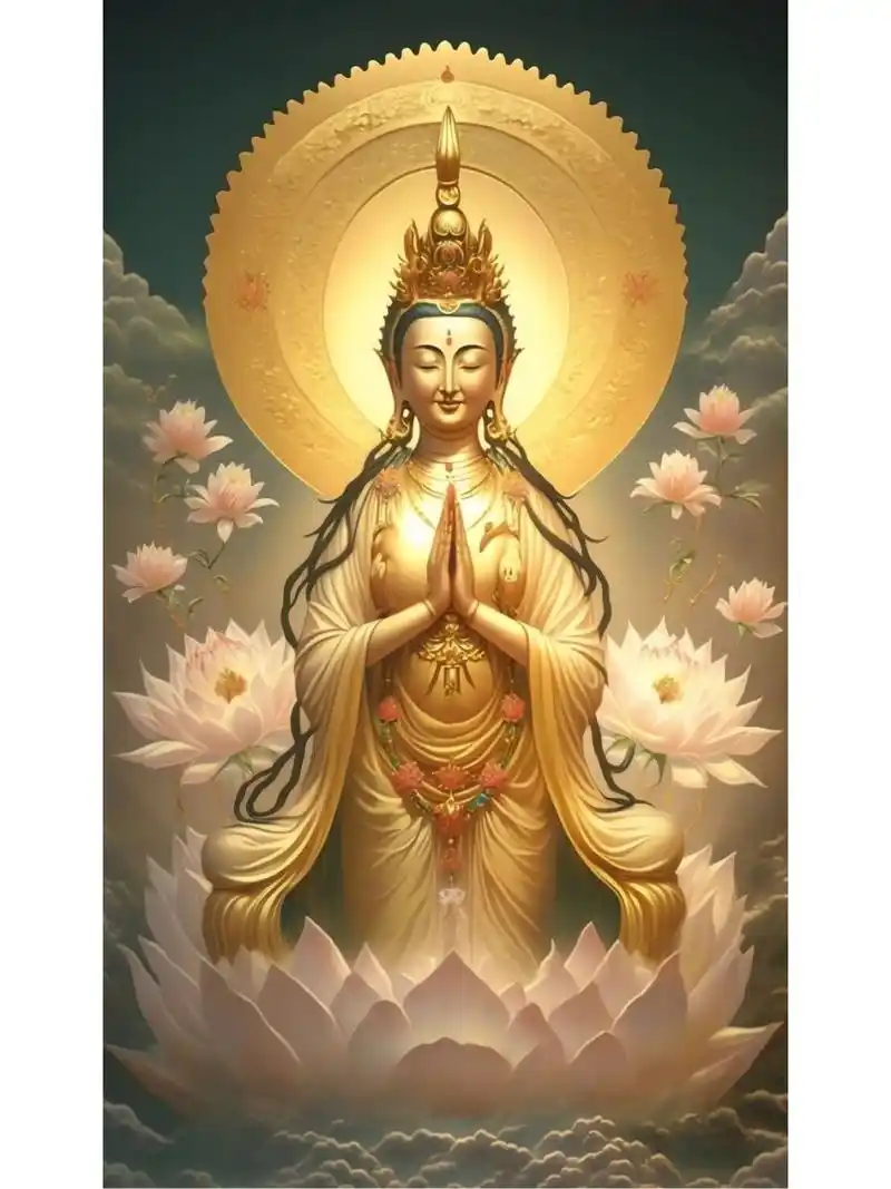 ai绘画"关键词"观音大士 观音菩萨一现身,世间苦难如浮云;福无双至