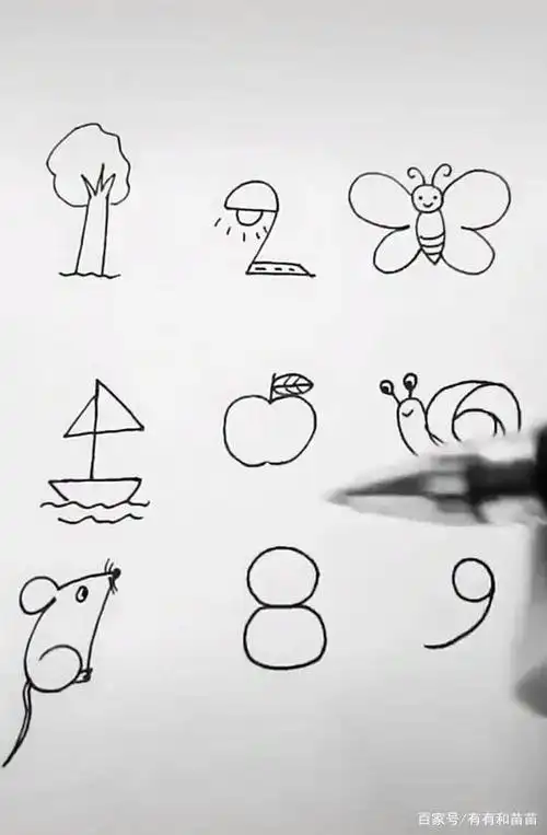 笔画用数字画动物简笔画大全从1到10数字1-9画出可爱简笔画教程步骤图