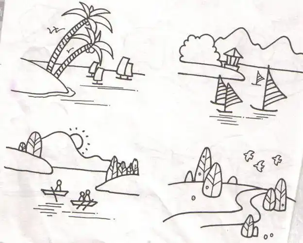 风景画简单好画的风景画风景简笔画的图片风景动物组合简笔画简笔画