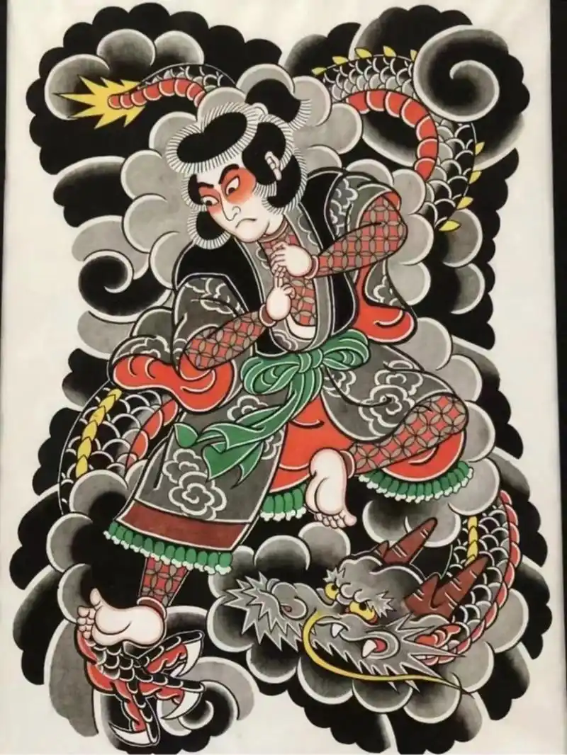 9张日式满背纹身手稿|传统满背 满背专属人员集合,适合喜欢日式传统的