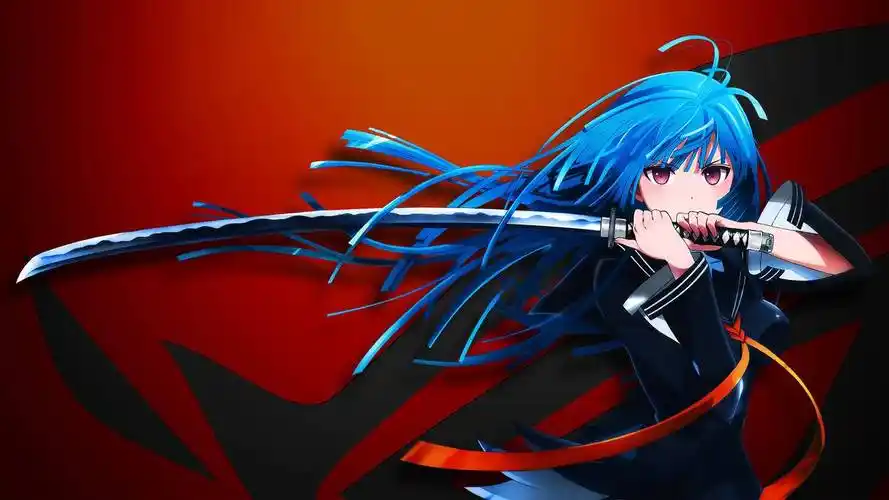 漆黑的子弹武士刀动漫女生4k高清壁纸