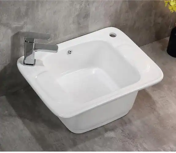 陶瓷洗脚盆足浴盆洗脚池卫生间按摩瓷器沐足盆泡脚盆家用落地 c款元宝