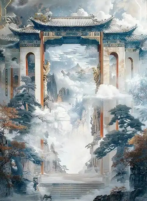 通往仙界之门 仙雾环绕 气势磅礴