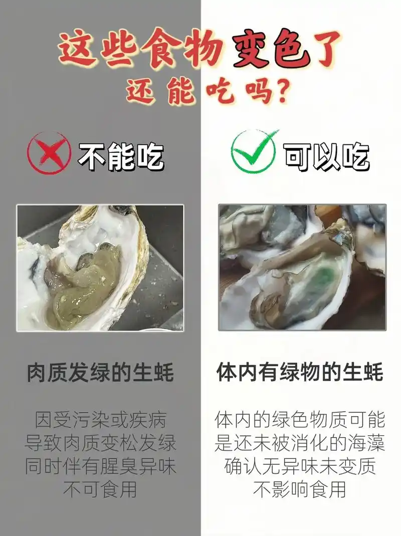 绿色的生蚝能吃吗?买来时紫菜是黑绿色的,变紫了还能吃吗?又到 - 抖音