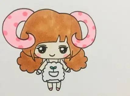 卡通少女十二星座白羊座简笔画怎么画 - 元艺考
