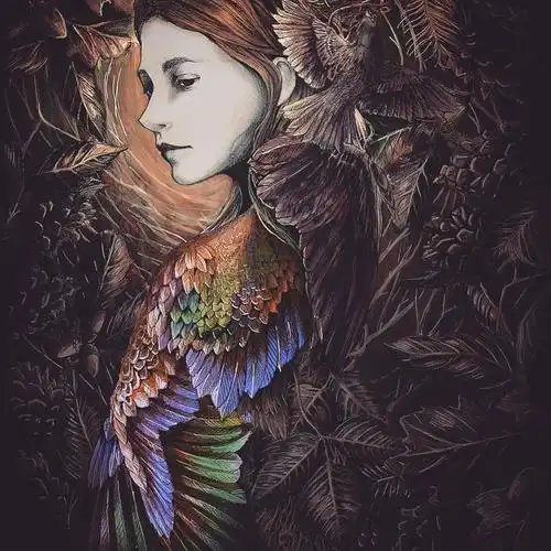 神秘感超强的插画作品,看似黑暗的背后却有一束光照亮 !