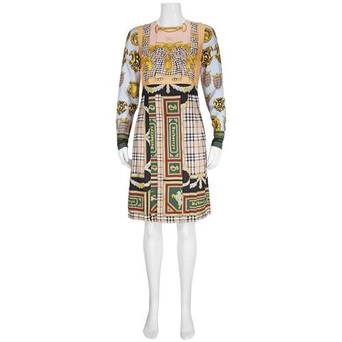 博柏利burberry女款圆领长袖连衣裙|long sleeve archive scarf print