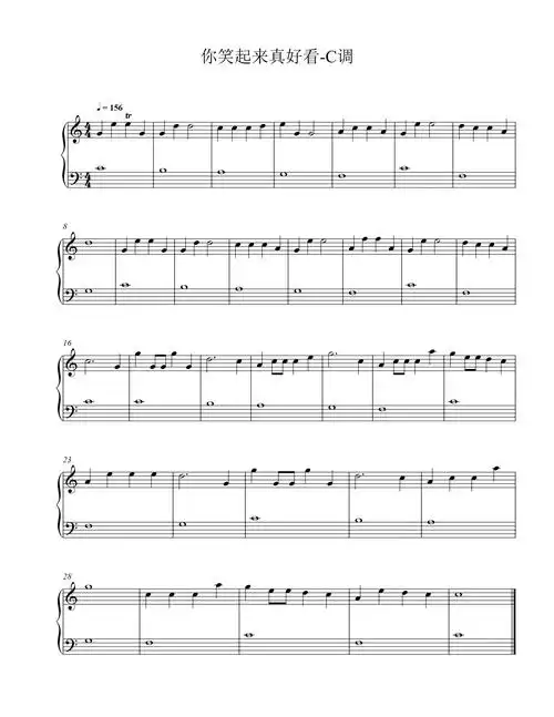 《你笑起来真好看》,儿童节温暖旋律图片钢琴谱】