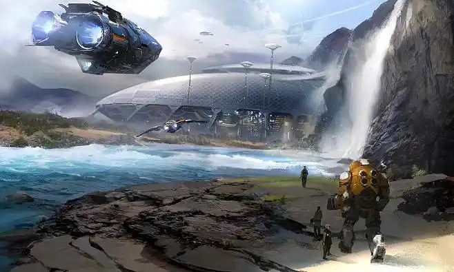 星际科幻场景气氛未来世界概念图原画cg游戏机械概念设计电影气氛图