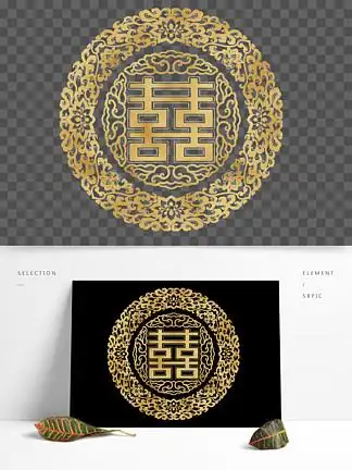 52中式婚礼喜庆花纹1352426中式线条图腾传统装饰花纹鸳鸯戏水荷花