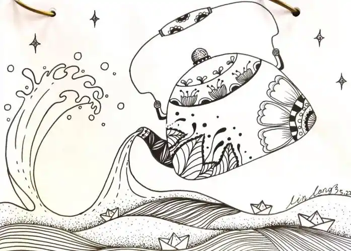 原创合集黑白装饰线描创意插画手绘