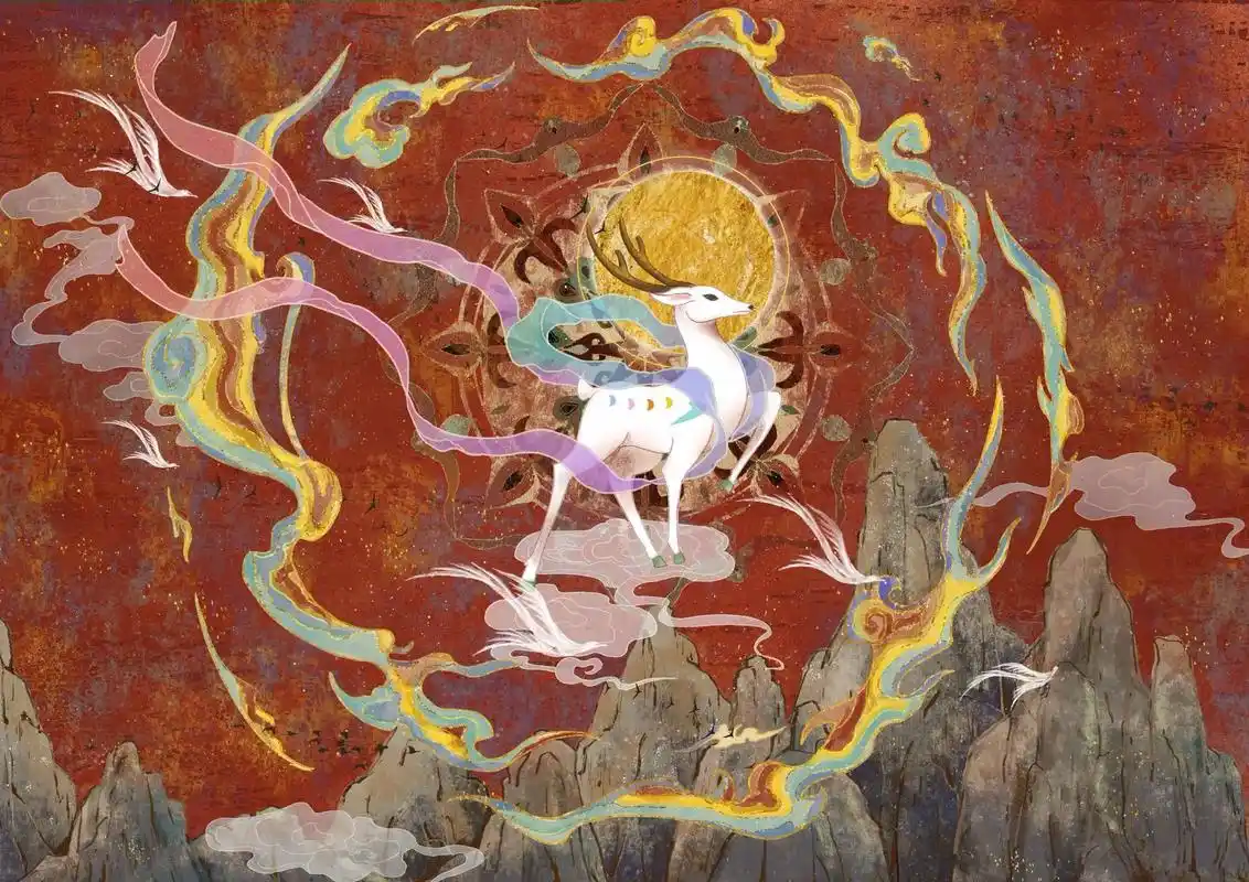 九色为鹿,遇见神鹿.#敦煌壁画 #螺钿工艺 #工艺美术 - 抖音