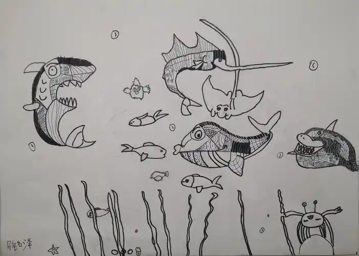 优彩少儿美术大师班第22轮《线描海底世界》