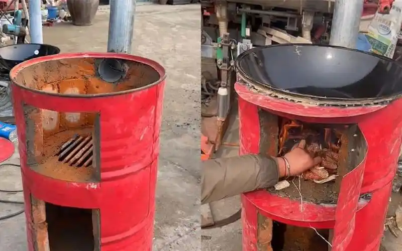 老妈想去买个灶台被老爸拦下,随后亲手将家里的旧油桶改造成实用灶台!