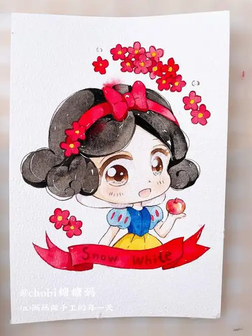 水彩 q版 迪士尼公主们