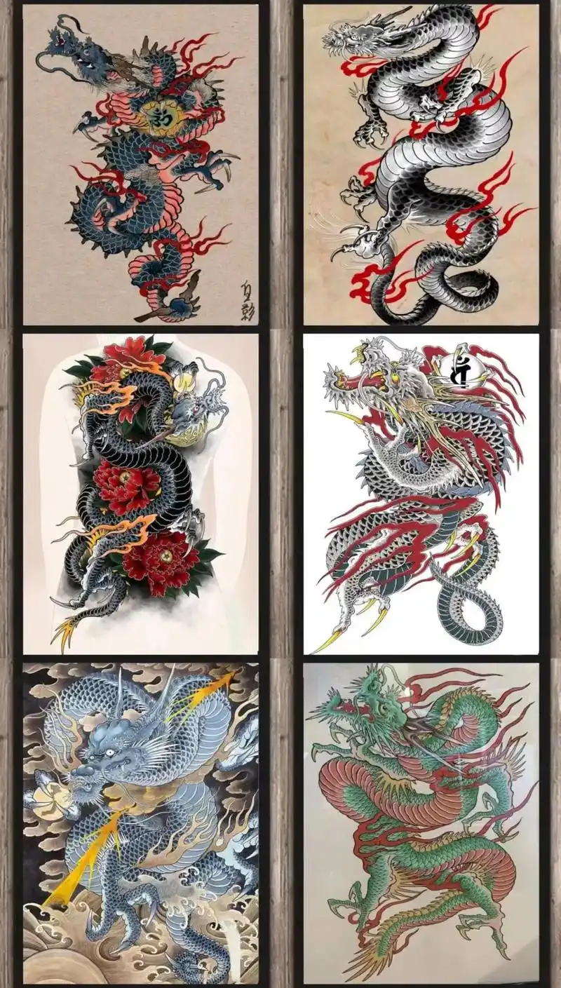 满背盘腿龙图案武汉纹身店推荐