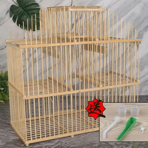 山头林村竹制黄鸟用方形鸟笼鸟笼子手工制作 41*19*40简易笼