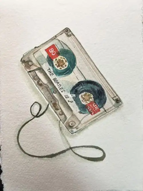 水彩插画磁带属于我们的年代