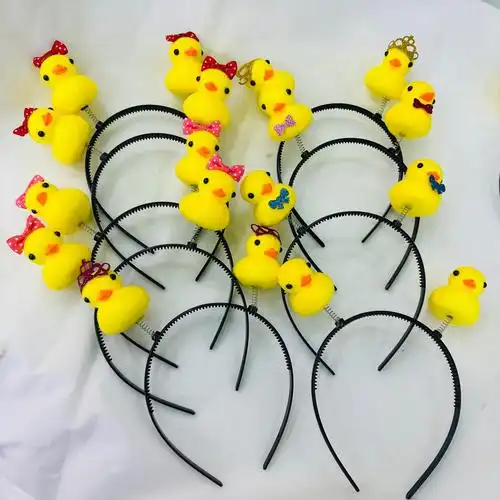 小黄鸭发箍头扣带配件弹簧发夹卖萌神器发卡植绒立体小鸭子头饰