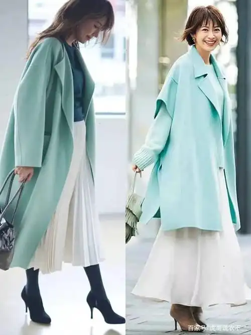 呢大衣百褶裙毛衣百褶裙过年走亲戚这么穿优雅迷人又气质