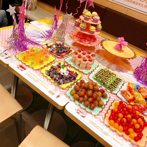 ins生日派对盘子蛋糕餐盘一次性纸盘子刀叉盘party甜品台摆件装饰