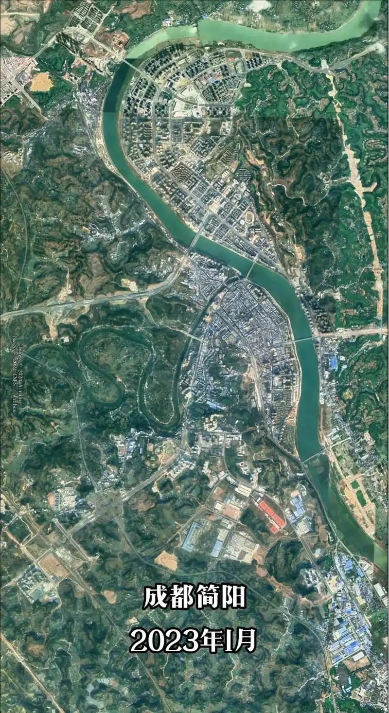 成都市简阳市卫星地图,遥感,十年巨变