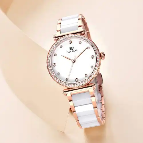 天王表手表女士手表时尚潮流陶瓷带满天星女表送女友礼物ls31044