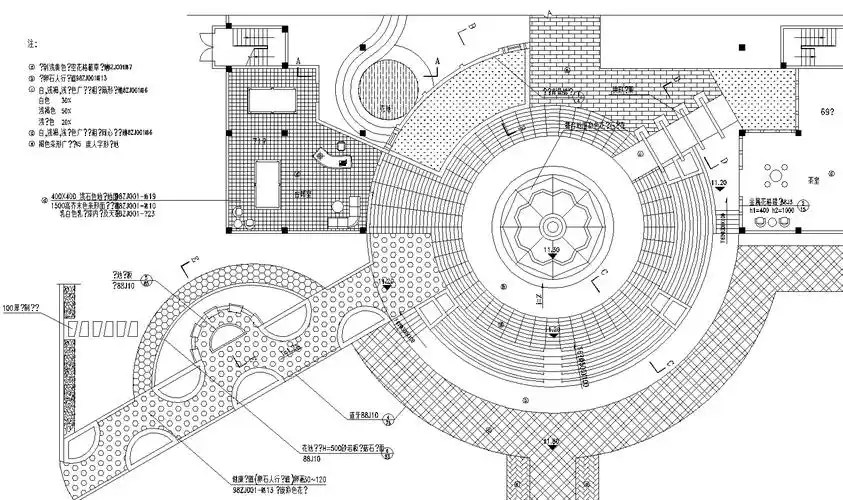 某休闲公园园林景观施工图 a-4 广场平面