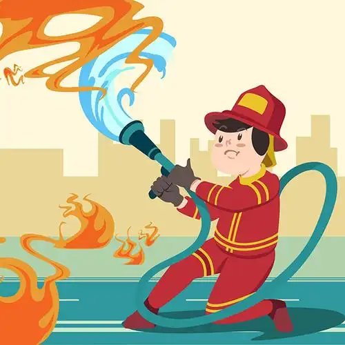 消防队员灭火矢量