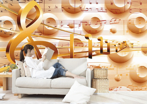 3d立体钢琴壁纸创意动感跃动的音符琴行音乐厅演奏厅背景墙墙纸画