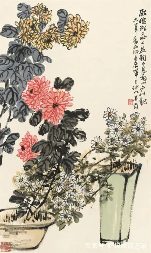 近现代画坛浙派大家吴茀之写意花卉作品欣赏