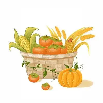 立秋大丰收二十四节气惬意温暖感卡通插画jpg素材立秋元素