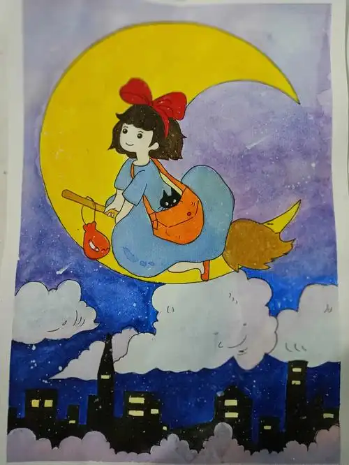 水彩画练习小魔女宅急便临摹
