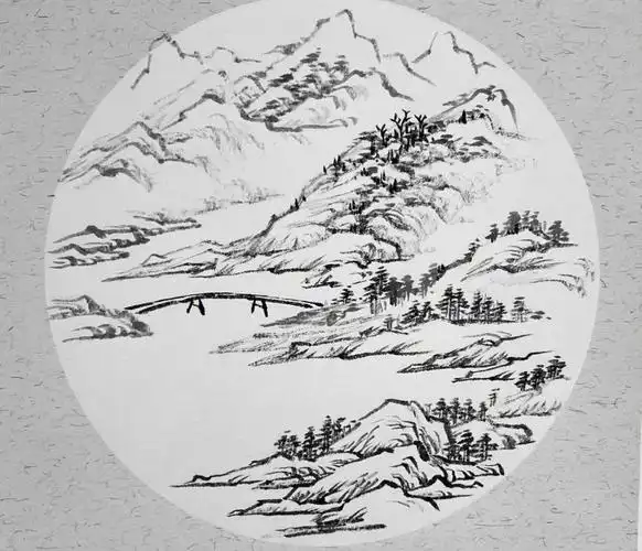 芥子园山石谱平远法国画山水临摹