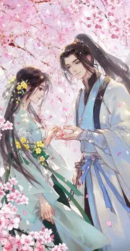 温馨的古风情侣插画,人生几何求,一生一世一双人