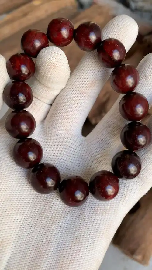 真正的印度小叶紫檀多星泥料玻璃底手串,手感温润细腻,包浆后美