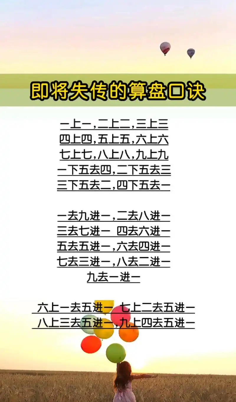 即将失传的算盘口诀