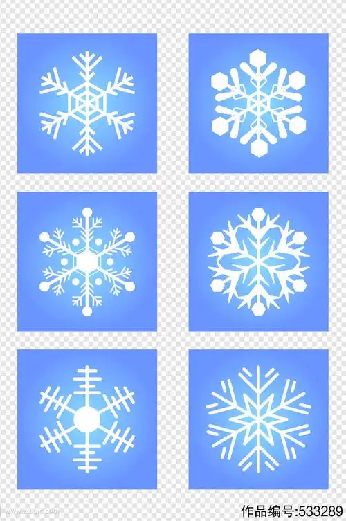 白色蓝色卡通雪花图案素材