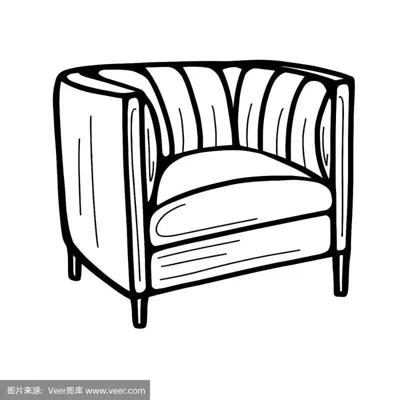 手绘扶手椅孤立在白色背景上.矢量插图在涂鸦风格.
