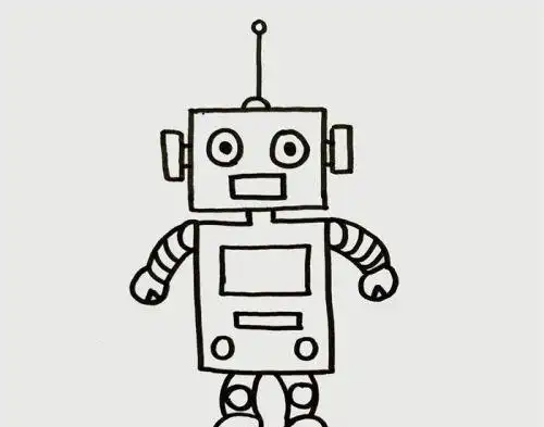 彩色可爱机器人简笔画教学画法 儿童简单机器人简笔画怎么画