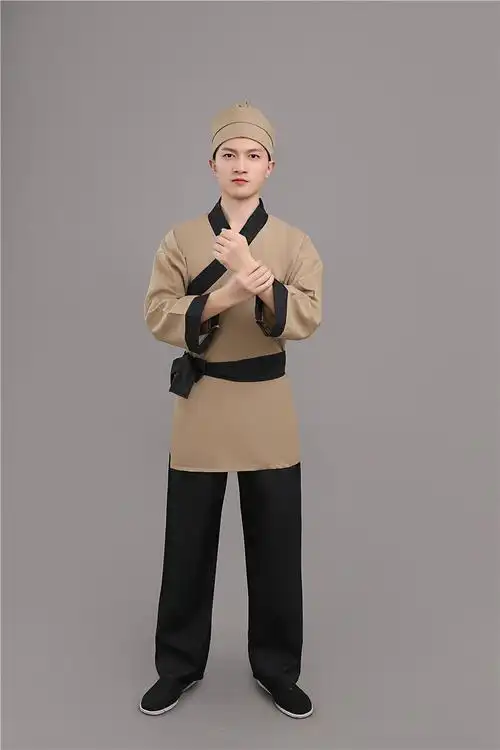 新款店小二平民古装演出成人汉服男农夫家丁仆人书童茶艺馆工作服