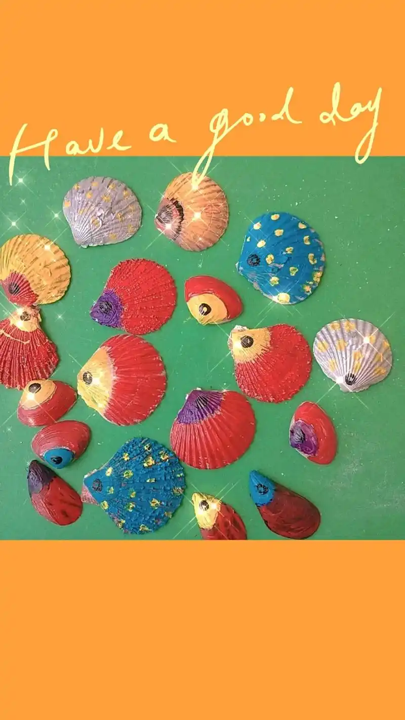 贝壳粘贴画#我的小可爱们  - 抖音