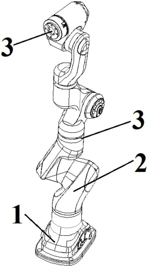 新型提供了一种七自由度柔性机械臂,包括基座和七个依次连接的关节臂