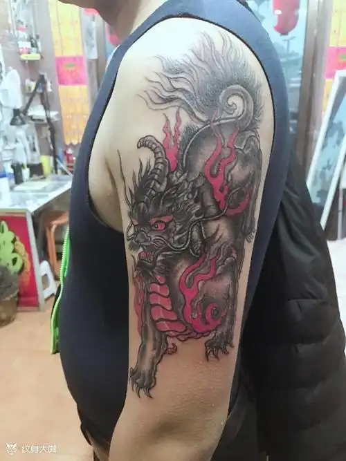 麒麟_纹身图案手稿图片_阿成霸气慧慧的纹身作品集