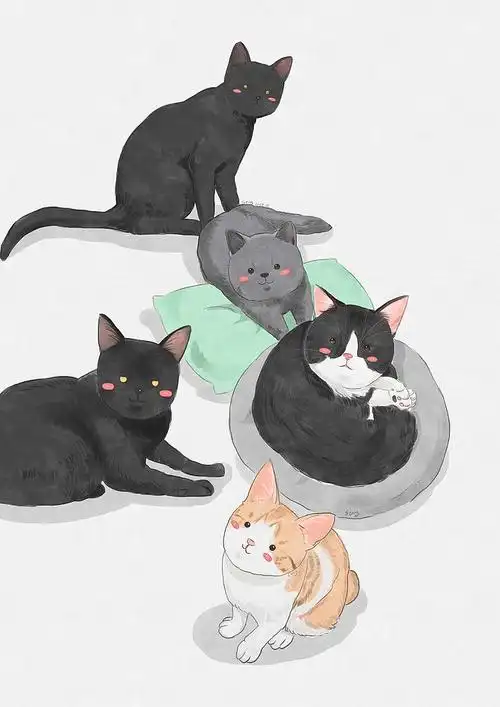 猫插画漫画水彩